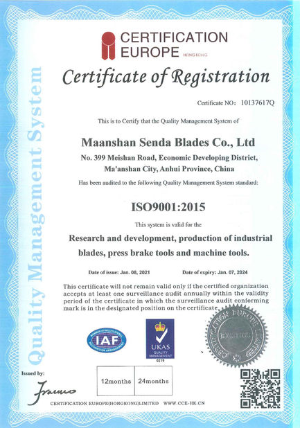 Çin Senda Group Co.，Ltd Sertifikalar